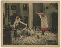 8j932 THROUGH THE BACK DOOR LC 1921 Mary Pickford by trombone with boys cleaning up a huge mess!