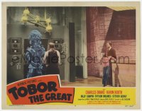 8j940 TOBOR THE GREAT LC #4 1954 Billy Chapin & Charles Drake watch the huge man-made monster!