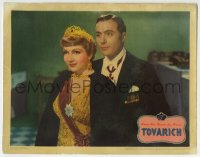 8j948 TOVARICH LC 1937 c/u of Charles Boyer behind Claudette Colbert wearing cape & tiara!