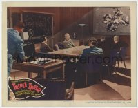 8j954 TRIPLE THREAT LC #7 1948 John Litel & men watching football game on film projector!