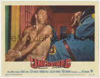 8j957 UNCHAINED LC #7 1955 c/u of barechested Elroy 'Crazy Legs' Hirsch smacking prison guard!