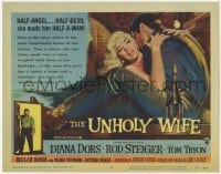 8j335 UNHOLY WIFE TC 1957 sexy half-devil half-angel bad girl Diana Dors made him half a man!