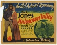 8j336 UNKNOWN VALLEY TC 1933 c/u of Buck Jones protecting Cecilia Parker, thrills, action, romance!