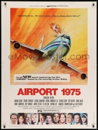 8k005 AIRPORT 1975 30x40 1974 Charlton Heston, Karen Black, G. Akimoto aviation disaster art!