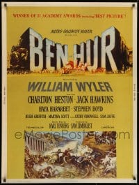 8k010 BEN-HUR style Z 30x40 1960 Charlton Heston, William Wyler classic epic, Ben Stahl art!