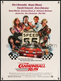 8k015 CANNONBALL RUN 30x40 1981 Burt Reynolds, Farrah Fawcett, Drew Struzan car racing art!