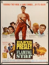 8k025 FLAMING STAR 30x40 1960 Elvis Presley with rifle, Steve Forrest & John McIntire, rare!