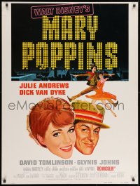 8k044 MARY POPPINS style A 30x40 R1973 Julie Andrews & Dick Van Dyke in Walt Disney's musical classic!