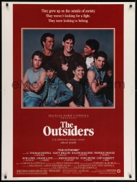 8k053 OUTSIDERS 30x40 1982 Coppola, S.E. Hinton, Howell, Dillon, Macchio, Swayze, Lowe, Estevez!