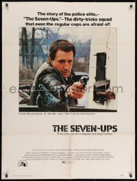8k062 SEVEN-UPS 30x40 1974 close up of elite policeman Roy Scheider pointing gun!
