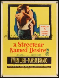 8k068 STREETCAR NAMED DESIRE 30x40 R1958 Marlon Brando, Vivien Leigh, Elia Kazan classic!