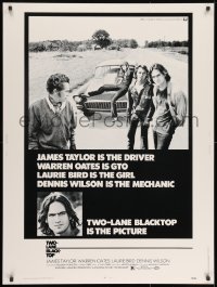 8k076 TWO-LANE BLACKTOP 30x40 1971 James Taylor is the driver, Warren Oates is GTO, Laurie Bird
