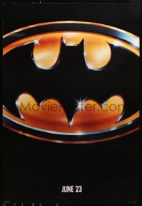 8k599 BATMAN teaser 1sh 1989 directed by Tim Burton, cool image of Bat logo, matte finish!