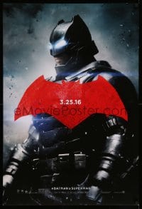 8k603 BATMAN V SUPERMAN teaser DS 1sh 2016 cool image of armored Ben Affleck in title role!