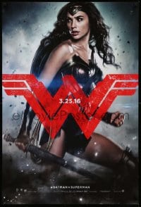 8k604 BATMAN V SUPERMAN teaser DS 1sh 2016 great image of sexiest Gal Gadot as Wonder Woman!