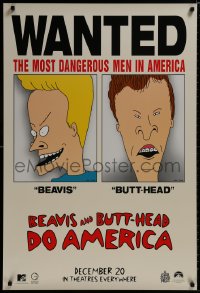 8k605 BEAVIS & BUTT-HEAD DO AMERICA teaser 1sh 1996 Mike Judge, most dangerous men in America!