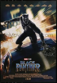 8k611 BLACK PANTHER advance DS 1sh 2018 Chadwick Boseman in the title role as T'Challa on car!