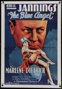 8k291 BLUE ANGEL 26x38 commercial poster 1980s von Sternberg, Cesselon art of Marlene Dietrich!