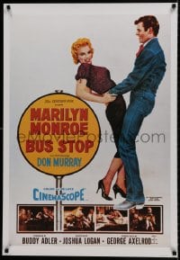8k292 BUS STOP 26x38 commercial poster 1980s cowboy Don Murray holding sexy Marilyn Monroe!