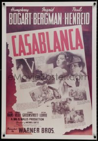 8k294 CASABLANCA 26x38 commercial poster 1980s Humphrey Bogart, Ingrid Bergman, one sheet style!
