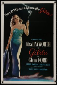 8k318 GILDA 24x36 commercial poster 1988 classic sexy Rita Hayworth in sheath dress!