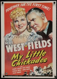 8k354 MY LITTLE CHICKADEE 22x28 commercial poster 1980s wonderful art of W.C. Fields & Mae West!