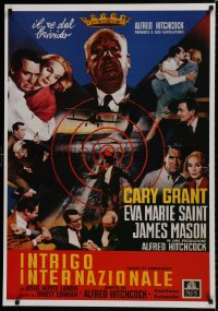 8k356 NORTH BY NORTHWEST 28x39 Italian commercial poster 1980s Hitchcock, Grant & Eva Marie Saint!