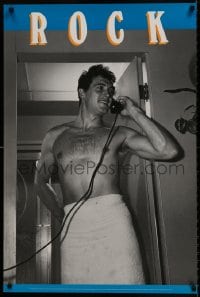8k366 ROCK HUDSON 24x36 commercial poster 1990s barechested close up on phone wearing only a towel!