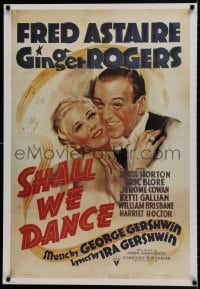 8k369 SHALL WE DANCE 26x38 commercial poster 1990s wonderful art of Fred Astaire & Ginger Rogers!