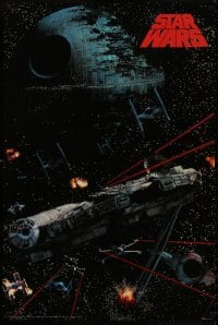 8k364 RETURN OF THE JEDI 24x36 commercial poster 1991 the Death Star, Millenium Falcon & more!