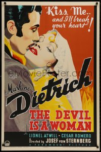 8k086 DEVIL IS A WOMAN S2 recreation 1sh 2001 best art of Marlene Dietrich, she'll break your heart!