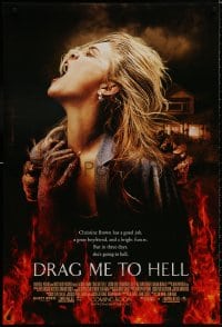 8k662 DRAG ME TO HELL advance DS 1sh 2009 Sam Raimi horror, Lohman being dragged down into flames!