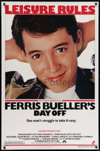 8k682 FERRIS BUELLER'S DAY OFF 1sh 1986 c/u of Matthew Broderick in John Hughes teen classic!