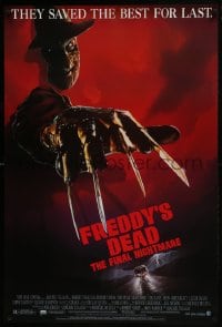 8k695 FREDDY'S DEAD 1sh 1991 great art of Robert Englund as Freddy Krueger!