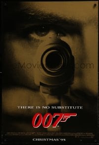 8k709 GOLDENEYE advance DS 1sh 1995 Pierce Brosnan as James Bond 007, cool gun & eye close up!