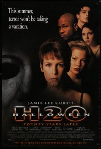 8k720 HALLOWEEN H20 advance 1sh 1998 Jamie Lee Curtis sequel, terror won't be taking a vacation!