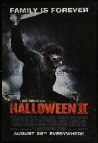 8k721 HALLOWEEN II advance DS 1sh 2009 creepy image of Michael Myers w/knife about to stab someone!