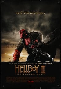 8k728 HELLBOY II: THE GOLDEN ARMY advance DS 1sh 2008 Ron Perlman is the good guy!
