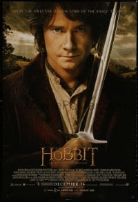 8k730 HOBBIT: AN UNEXPECTED JOURNEY advance DS 1sh 2012 great image of Martin Freeman as Bilbo!