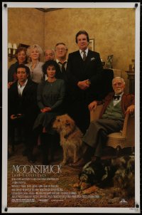 8k797 MOONSTRUCK style B 1sh 1987 Nicholas Cage, Danny Aiello, Cher, great cast portrait!
