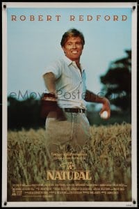 8k813 NATURAL int'l 1sh 1984 Barry Levinson, best image of Robert Redford throwing baseball!