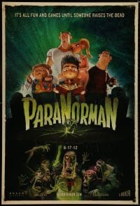 8k820 PARANORMAN advance DS 1sh 2012 all fun and games until someone raises the dead, zombies!