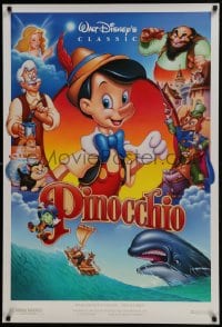 8k823 PINOCCHIO DS 1sh R1992 images from Disney classic fantasy cartoon!