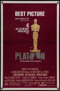 8k826 PLATOON style B awards 1sh 1986 Oliver Stone, Vietnam, the first casualty of war is Innocence!