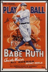8k093 PLAY BALL WITH BABE RUTH S2 recreation 1sh 2001 wonderful artwork of the amazing baseball legend!