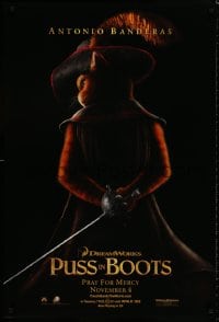 8k842 PUSS IN BOOTS teaser DS 1sh 2011 voice of Banderas in title role, black background design!