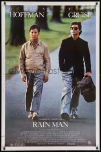 8k846 RAIN MAN 1sh 1988 Tom Cruise & autistic Dustin Hoffman, directed by Barry Levinson!