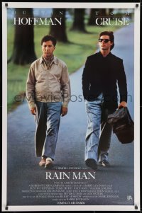8k847 RAIN MAN advance 1sh 1988 Tom Cruise & autistic Dustin Hoffman, directed by Barry Levinson!
