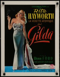 8k420 GILDA 15x20 REPRO poster 1990s sexy smoking Rita Hayworth full-length in sheath dress