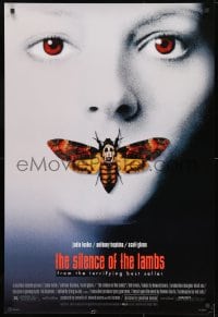 8k888 SILENCE OF THE LAMBS style D DS 1sh 1991 creepy image of Jodie Foster with moth over mouth!